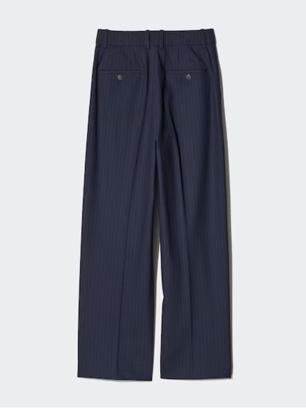 Uniqlo Navy Pinstripe Pleat-Front Trousers - Picture 2 of 4